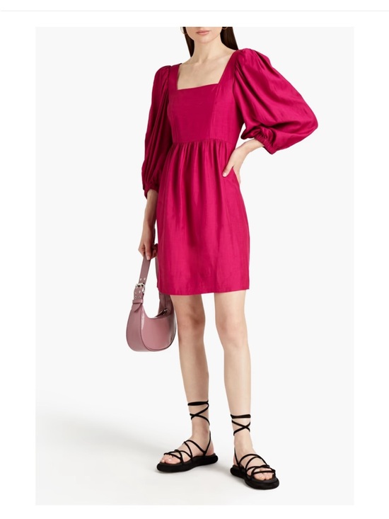 ba&sh Dresses & Skirts - NWT ba&sh Fuchsia Framboise Puff-Sleeve Square-Neck Dress Robe Palerme L